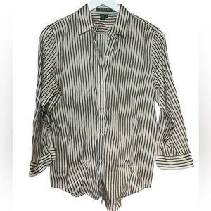 Ralph Lauren Black and White Striped Button Down Shirt